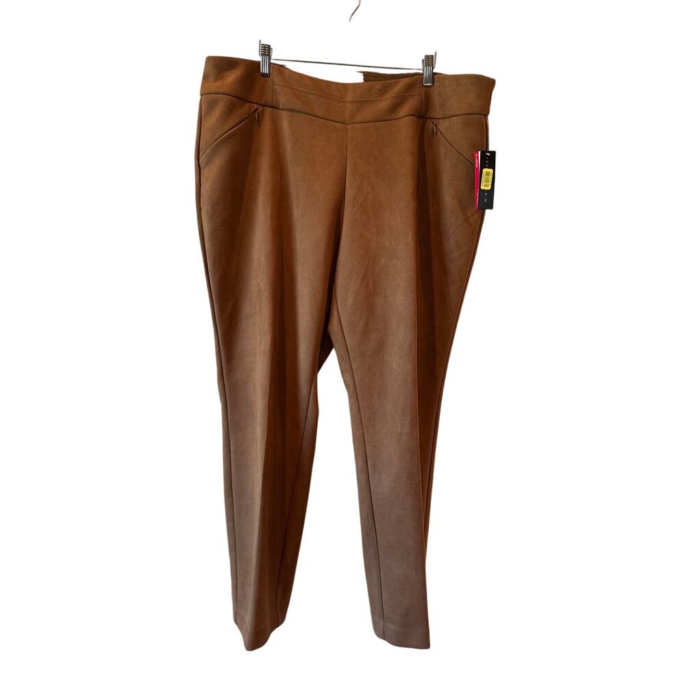 NWT Investments Park Ave Pull-On Straight Leg Pants in Latte Suede,  20W